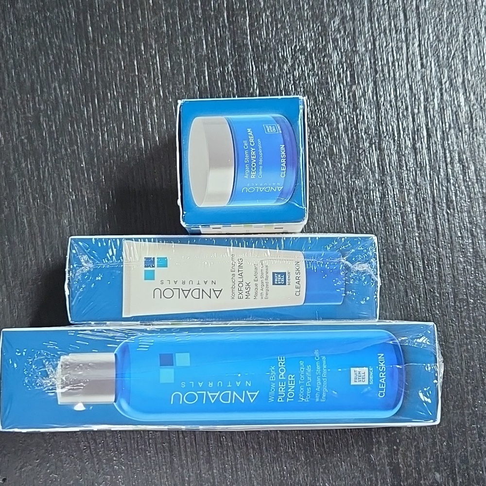 Andalou Naturals Clear Skin Set Toner, Mask and Recovery Cream